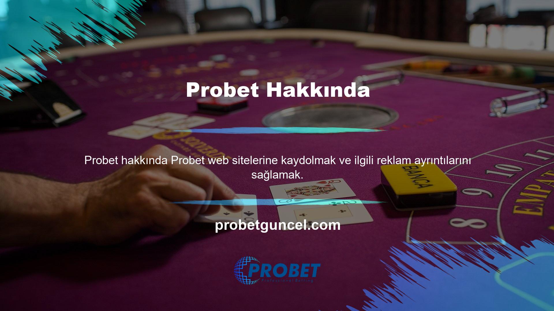 Türkiye'nin en yeni çevrimiçi Probet spor bahisleri ve casino oyun sağlayıcılarından biri Probet